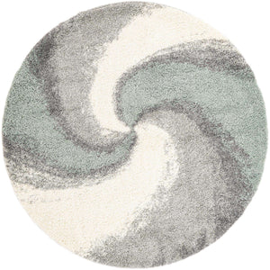 Sage Green 7' 10 x 7' 10 Soft Touch Shag Round Area Rug Thick Soft Touch Fluffy & Plush Shaggy Pile