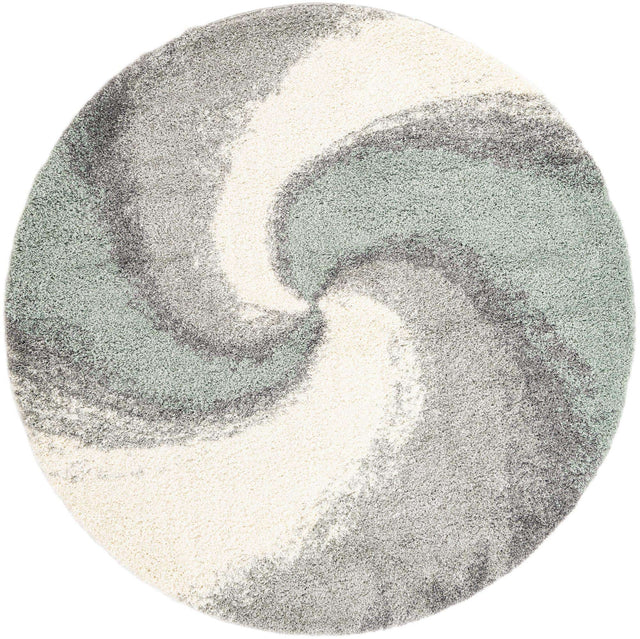 Sage Green 7' 10 x 7' 10 Soft Touch Shag Round Area Rug Thick Soft Touch Fluffy & Plush Shaggy Pile
