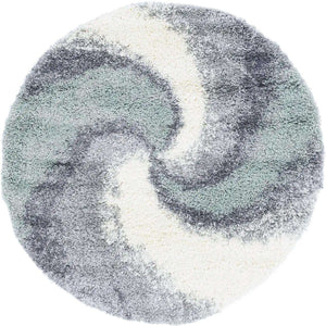 Sage Green 4' 1 x 4' 1 Soft Touch Shag Round Area Rug Thick Soft Touch Fluffy & Plush Shaggy Pile