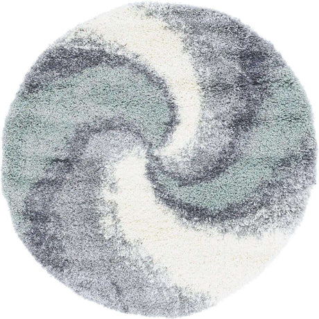 Sage Green 4' 1 x 4' 1 Soft Touch Shag Round Area Rug Thick Soft Touch Fluffy & Plush Shaggy Pile