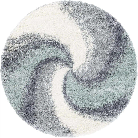 Sage Green 5' 3 x 5' 3 Soft Touch Shag Round Area Rug Thick Soft Touch Fluffy & Plush Shaggy Pile