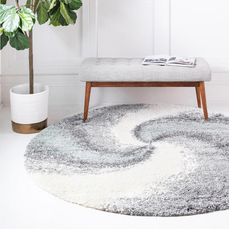 Sage Green 5' 3 x 5' 3 Soft Touch Shag Round Area Rug Thick Soft Touch Fluffy & Plush Shaggy Pile
