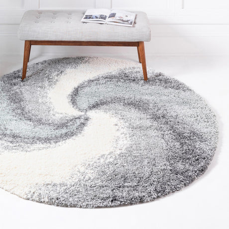 Sage Green 6' 1 x 6' 1 Soft Touch Shag Round Area Rug Thick Soft Touch Fluffy & Plush Shaggy Pile 100% Polypropylene Unique Carpet for Modern Home Interiors for Sale at Rug Engine