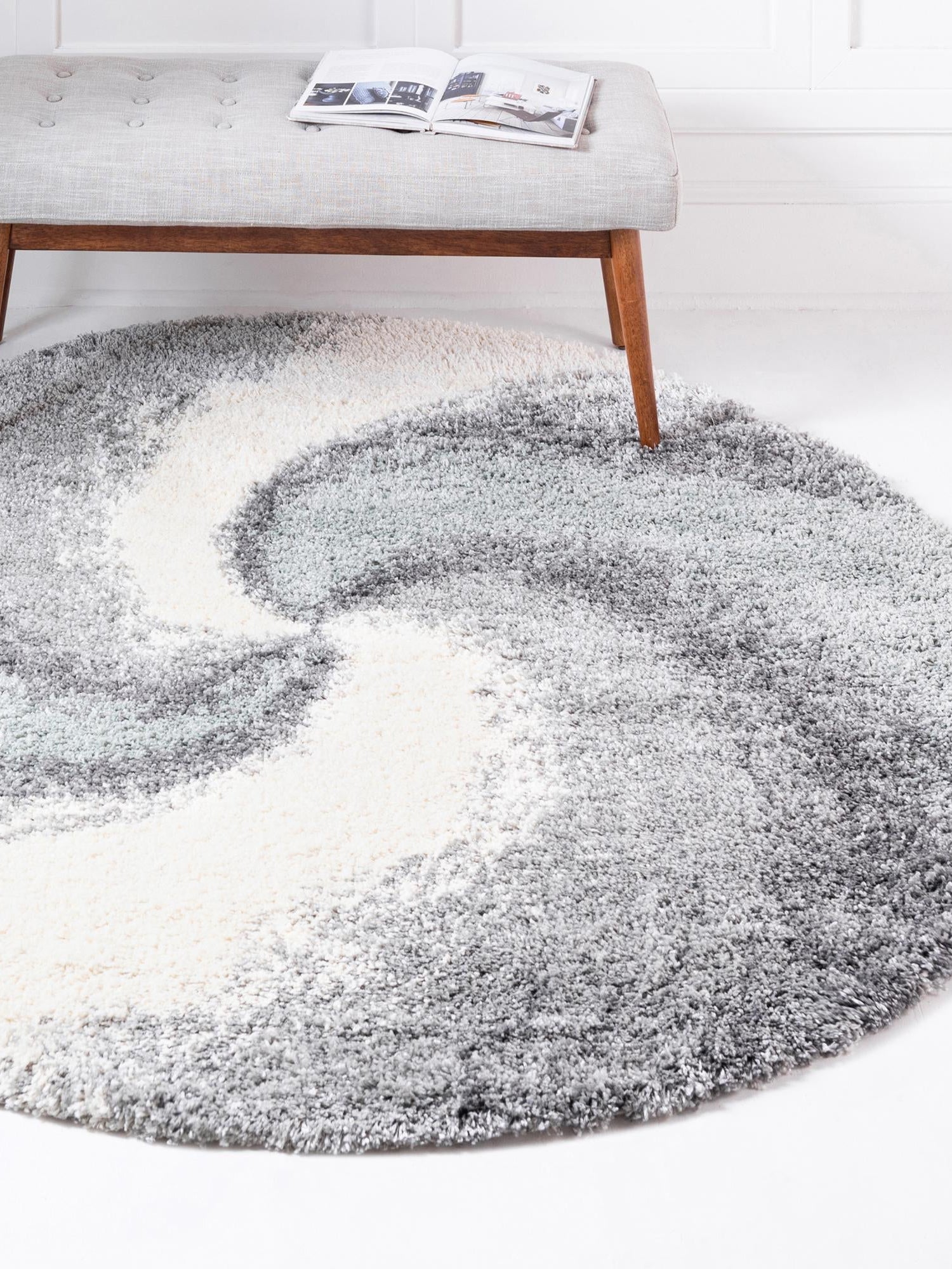 Sage Green 4' 1 x 4' 1 Soft Touch Shag Round Area Rug Thick Soft Touch Fluffy & Plush Shaggy Pile 100% Polypropylene Unique Carpet for Modern Home Interiors for Sale at Rug Engine