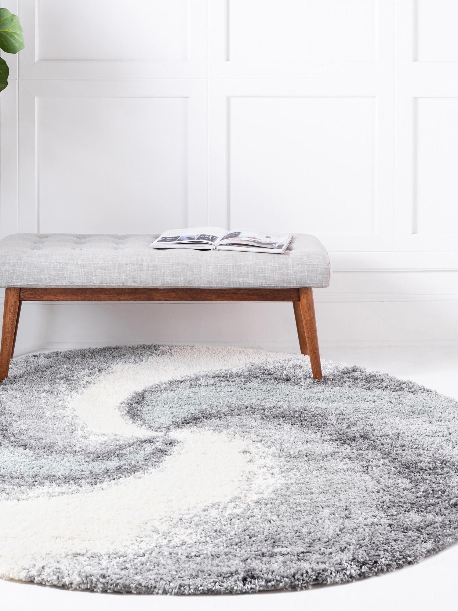 Sage Green 5' 3 x 5' 3 Soft Touch Shag Round Area Rug Thick Soft Touch Fluffy & Plush Shaggy Pile 100% Polypropylene Unique Carpet for Modern Home Interiors for Sale at Rug Engine