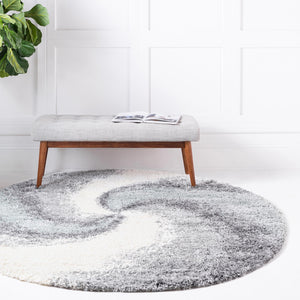 Sage Green 5' 3 x 5' 3 Soft Touch Shag Round Area Rug Thick Soft Touch Fluffy & Plush Shaggy Pile