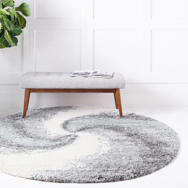 Sage Green 5' 3 x 5' 3 Soft Touch Shag Round Area Rug Thick Soft Touch Fluffy & Plush Shaggy Pile