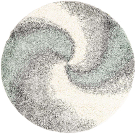 Sage Green 6' 1 x 6' 1 Soft Touch Shag Round Area Rug Thick Soft Touch Fluffy & Plush Shaggy Pile