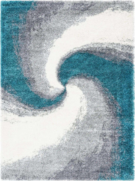 Turquoise 7' 10 x 11' Soft Touch Shag Rectangle Area Rug Thick Soft Touch Fluffy & Plush Shaggy Pile