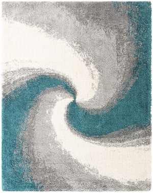 Turquoise 7' 10 x 10' Soft Touch Shag Rectangle Area Rug Thick Soft Touch Fluffy & Plush Shaggy Pile