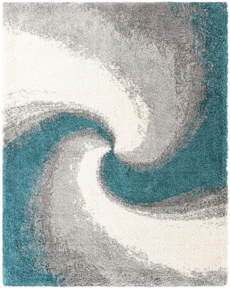 Turquoise 7' 10 x 10' Soft Touch Shag Rectangle Area Rug Thick Soft Touch Fluffy & Plush Shaggy Pile