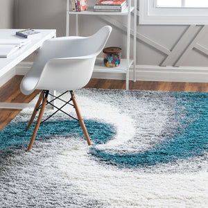 Turquoise 9' 10 x 13' 1 Soft Touch Shag Rectangle Area Rug Thick Soft Touch Fluffy & Plush Shaggy Pile