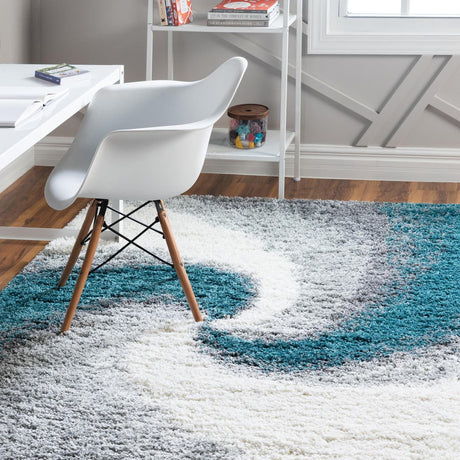 Turquoise 9' 10 x 13' 1 Soft Touch Shag Rectangle Area Rug Thick Soft Touch Fluffy & Plush Shaggy Pile