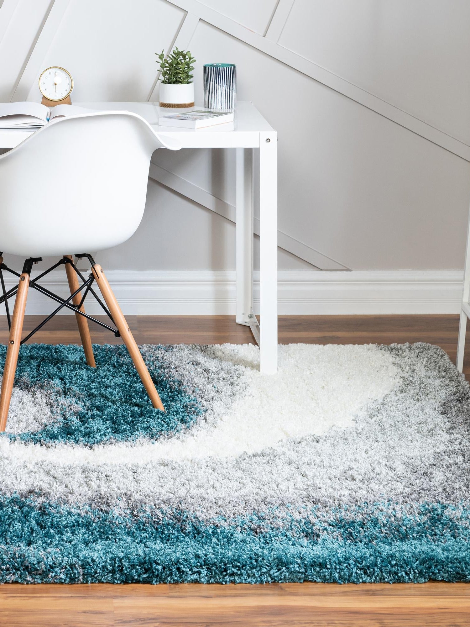 Turquoise 9' 10 x 13' 1 Soft Touch Shag Rectangle Area Rug Thick Soft Touch Fluffy & Plush Shaggy Pile 100% Polypropylene Unique Carpet for Modern Home Interiors for Sale at Rug Engine