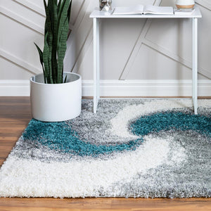 Turquoise 5' 3 x 5' 3 Soft Touch Shag Square Area Rug Thick Soft Touch Fluffy & Plush Shaggy Pile