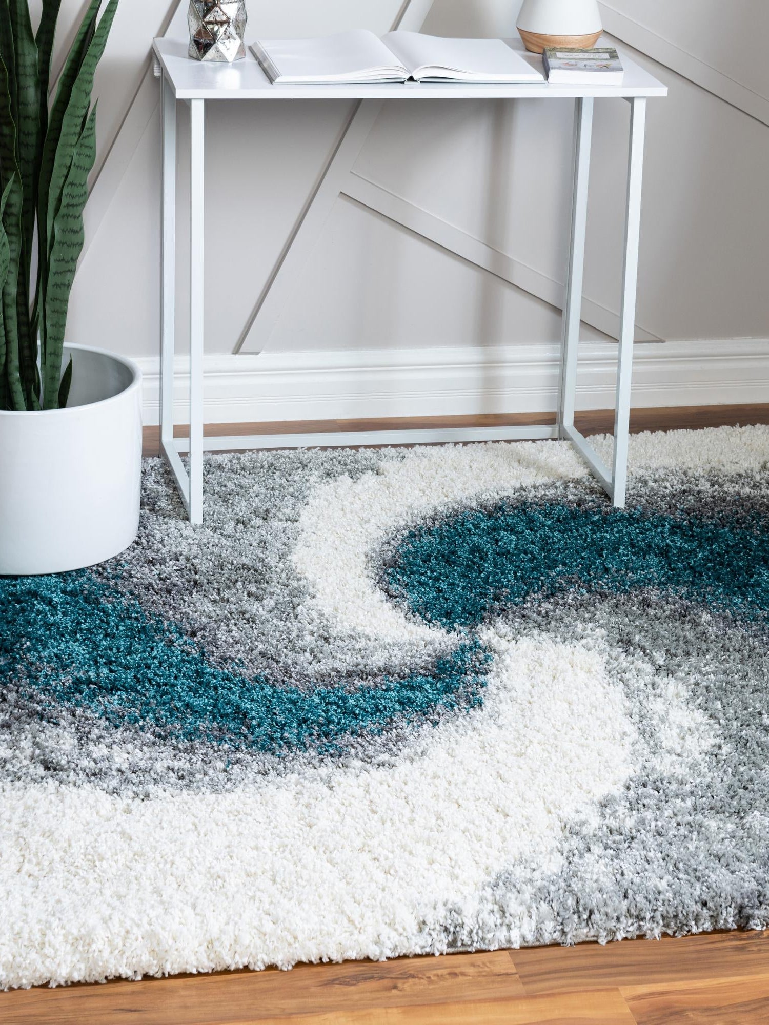Turquoise 5' 3 x 5' 3 Soft Touch Shag Square Area Rug Thick Soft Touch Fluffy & Plush Shaggy Pile 100% Polypropylene Unique Carpet for Modern Home Interiors for Sale at Rug Engine