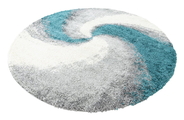 Turquoise 7' 10 x 7' 10 Soft Touch Shag Round Area Rug Thick Soft Touch Fluffy & Plush Shaggy Pile