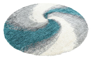 Turquoise 7' 10 x 7' 10 Soft Touch Shag Round Area Rug Thick Soft Touch Fluffy & Plush Shaggy Pile