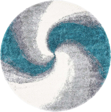 Turquoise 7' 10 x 7' 10 Soft Touch Shag Round Area Rug Thick Soft Touch Fluffy & Plush Shaggy Pile