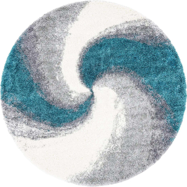 Turquoise 7' 10 x 7' 10 Soft Touch Shag Round Area Rug Thick Soft Touch Fluffy & Plush Shaggy Pile