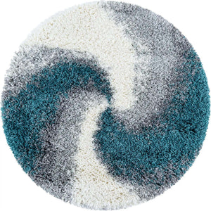 Turquoise 3' 3 x 3' 3 Soft Touch Shag Round Area Rug Thick Soft Touch Fluffy & Plush Shaggy Pile