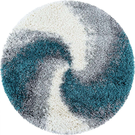 Turquoise 3' 3 x 3' 3 Soft Touch Shag Round Area Rug Thick Soft Touch Fluffy & Plush Shaggy Pile