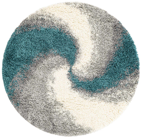 Turquoise 4' 1 x 4' 1 Soft Touch Shag Round Area Rug Thick Soft Touch Fluffy & Plush Shaggy Pile