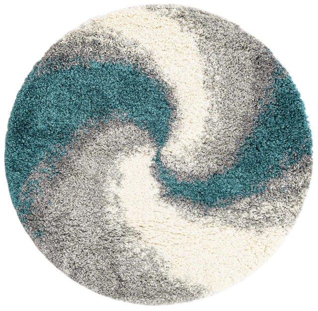 Turquoise 4' 1 x 4' 1 Soft Touch Shag Round Area Rug Thick Soft Touch Fluffy & Plush Shaggy Pile