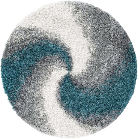 Turquoise 5' 3 x 5' 3 Soft Touch Shag Round Area Rug Thick Soft Touch Fluffy & Plush Shaggy Pile