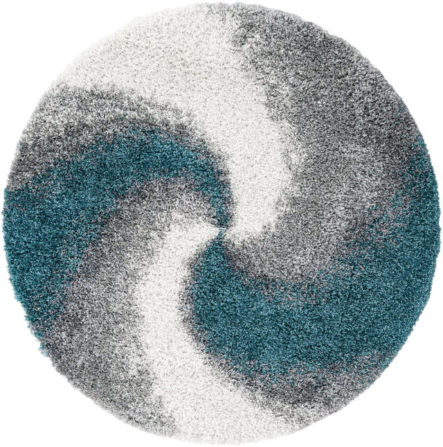 Turquoise 5' 3 x 5' 3 Soft Touch Shag Round Area Rug Thick Soft Touch Fluffy & Plush Shaggy Pile