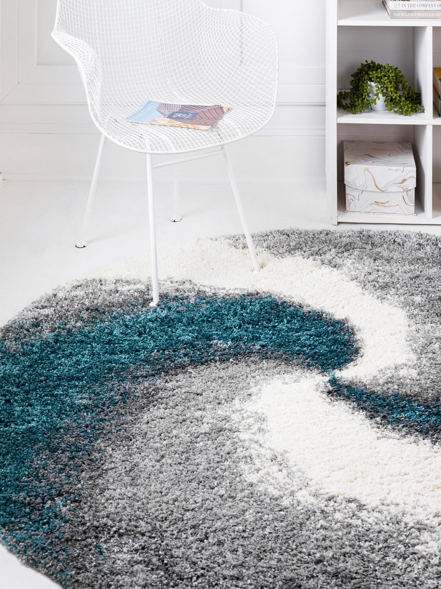 Turquoise 3' 3 x 3' 3 Soft Touch Shag Round Area Rug Thick Soft Touch Fluffy & Plush Shaggy Pile 100% Polypropylene Unique Carpet for Modern Home Interiors for Sale at Rug Engine