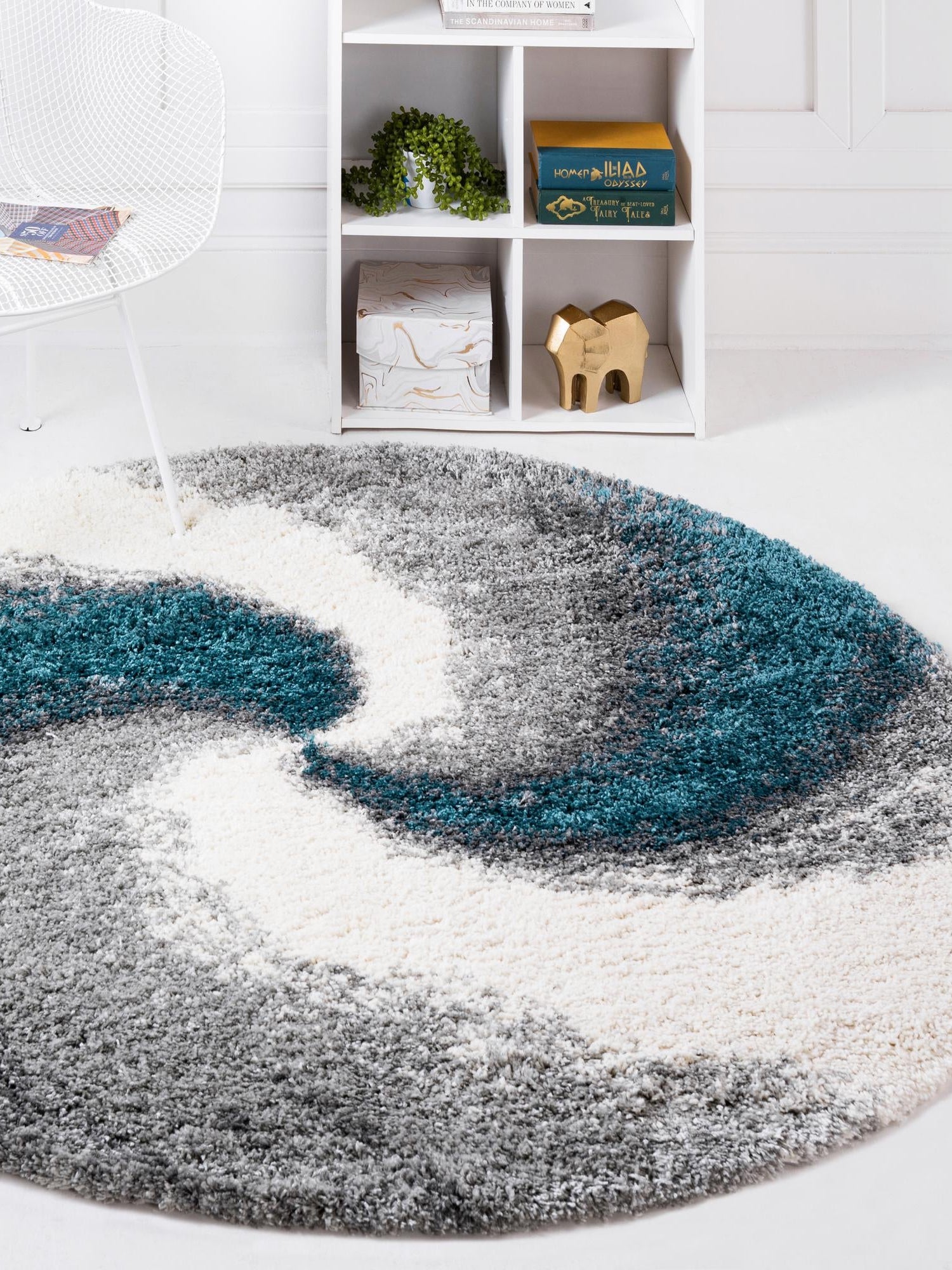 Turquoise 4' 1 x 4' 1 Soft Touch Shag Round Area Rug Thick Soft Touch Fluffy & Plush Shaggy Pile 100% Polypropylene Unique Carpet for Modern Home Interiors for Sale at Rug Engine