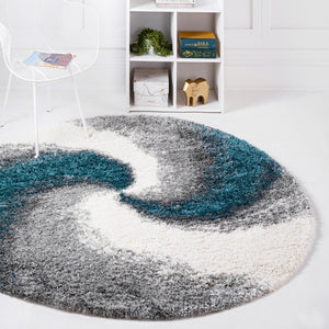 Turquoise 4' 1 x 4' 1 Soft Touch Shag Round Area Rug Thick Soft Touch Fluffy & Plush Shaggy Pile