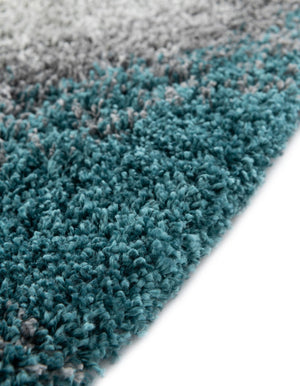 Turquoise 4' 1 x 4' 1 Soft Touch Shag Round Area Rug Thick Soft Touch Fluffy & Plush Shaggy Pile