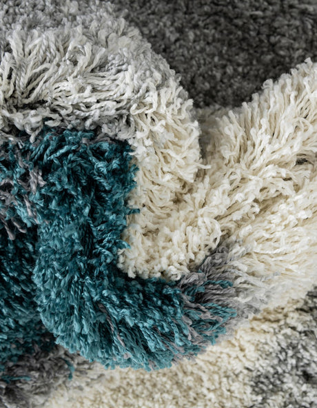 Turquoise 3' 3 x 3' 3 Soft Touch Shag Round Area Rug Thick Soft Touch Fluffy & Plush Shaggy Pile 100% Polypropylene Unique Carpet for Modern Home Interiors for Sale at Rug Engine