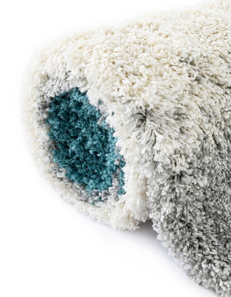 Turquoise 7' 10 x 7' 10 Soft Touch Shag Round Area Rug Thick Soft Touch Fluffy & Plush Shaggy Pile