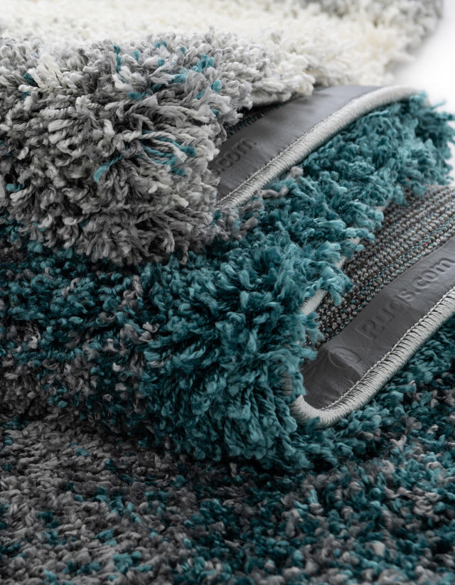 Turquoise 7' 10 x 7' 10 Soft Touch Shag Round Area Rug Thick Soft Touch Fluffy & Plush Shaggy Pile