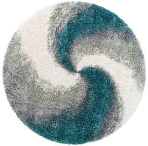 Turquoise 6' 1 x 6' 1 Soft Touch Shag Round Area Rug Thick Soft Touch Fluffy & Plush Shaggy Pile