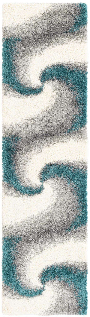 Turquoise 2' 7 x 10' Soft Touch Shag Runner Area Rug Thick Soft Touch Fluffy & Plush Shaggy Pile