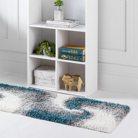 Turquoise 2' x 6' 7 Soft Touch Shag Runner Area Rug Thick Soft Touch Fluffy & Plush Shaggy Pile 100% Polypropylene Unique Carpet for Modern Home Interiors for Sale at Rug Engine