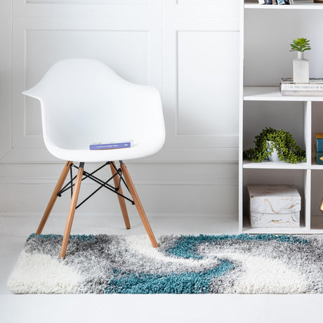 Turquoise 2' 7 x 10' Soft Touch Shag Runner Area Rug Thick Soft Touch Fluffy & Plush Shaggy Pile 100% Polypropylene Unique Carpet for Modern Home Interiors for Sale at Rug Engine