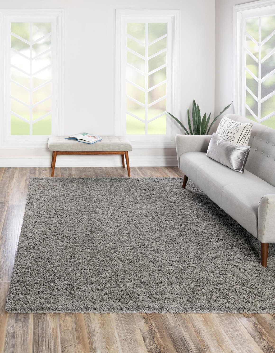 Cloud Gray 3' 1 x 3' 1 Solid Shag Square Area Rug Thick Soft Touch Fluffy & Plush Shaggy Pile Durable Minimalist Carpet for Classic Interior Design for Sale at Rug Engine