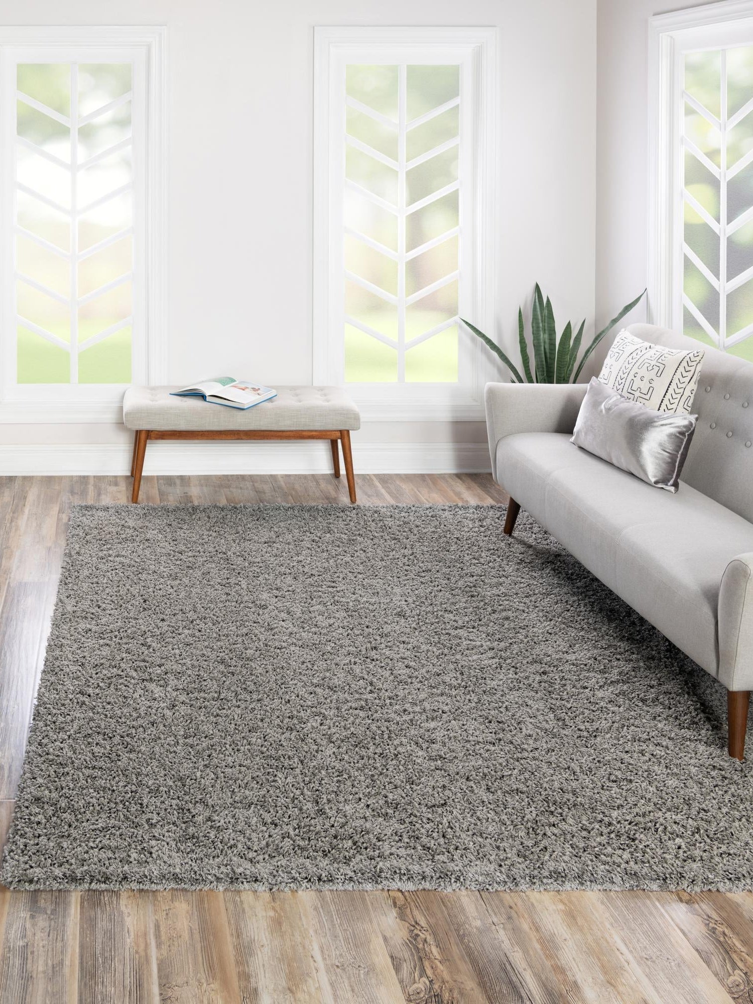 Cloud Gray 7' 10 x 7' 10 Solid Shag Square Area Rug Thick Soft Touch Fluffy & Plush Shaggy Pile Durable Minimalist Carpet for Classic Interior Design for Sale at Rug Engine