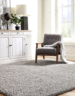 Cloud Gray 8' x 8' Solid Shag Square Rug