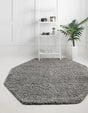 Cloud Gray 4' 1 x 4' 1 Solid Shag Octagon Area Rug Thick Soft Touch Fluffy & Plush Shaggy Pile