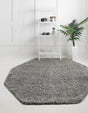 Cloud Gray 6' 1 x 6' 1 Solid Shag Octagon Area Rug Thick Soft Touch Fluffy & Plush Shaggy Pile Durable Minimalist Carpet for Classic Interior Design for Sale at Rug Engine