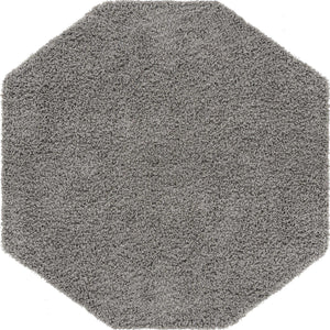 Cloud Gray 6' 1 x 6' 1 Solid Shag Octagon Area Rug Thick Soft Touch Fluffy & Plush Shaggy Pile