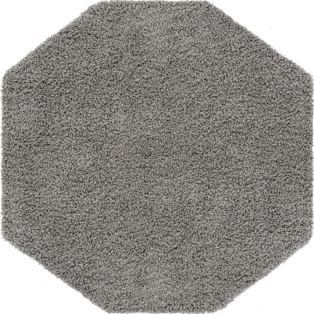 Cloud Gray 6' 1 x 6' 1 Solid Shag Octagon Area Rug Thick Soft Touch Fluffy & Plush Shaggy Pile