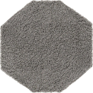 Cloud Gray 4' 1 x 4' 1 Solid Shag Octagon Area Rug Thick Soft Touch Fluffy & Plush Shaggy Pile