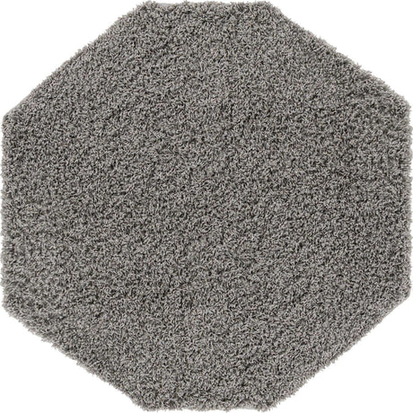 Cloud Gray 4' 1 x 4' 1 Solid Shag Octagon Area Rug Thick Soft Touch Fluffy & Plush Shaggy Pile